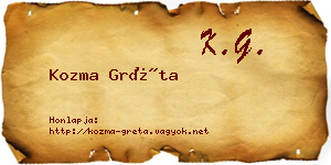 Kozma Gréta névjegykártya