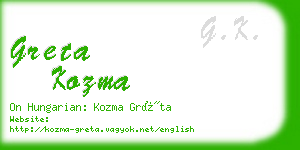 greta kozma business card